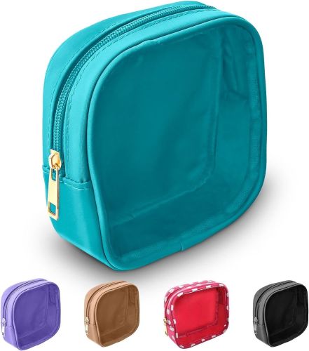 Clear Travel Makeup Organizer Bag for Purse, Small Nylon PVC Cosmetic Travel Bag Toiletry Bag with Zipper